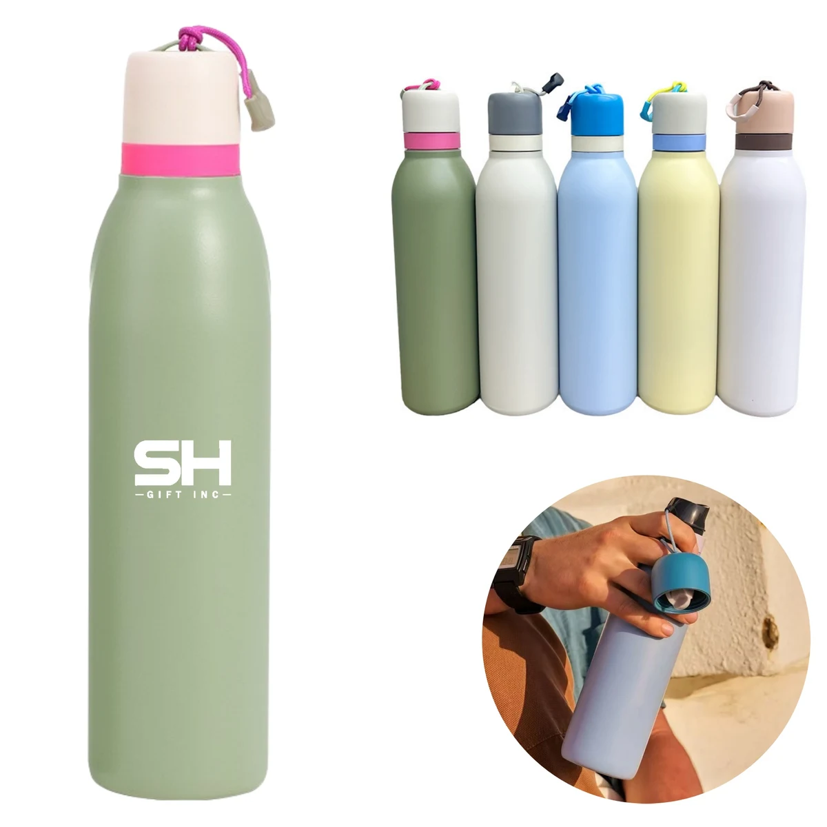 Custom Free Sip Insulated Stainless Steel Twist Water Bottle, custom water bottle with logo imprint 1