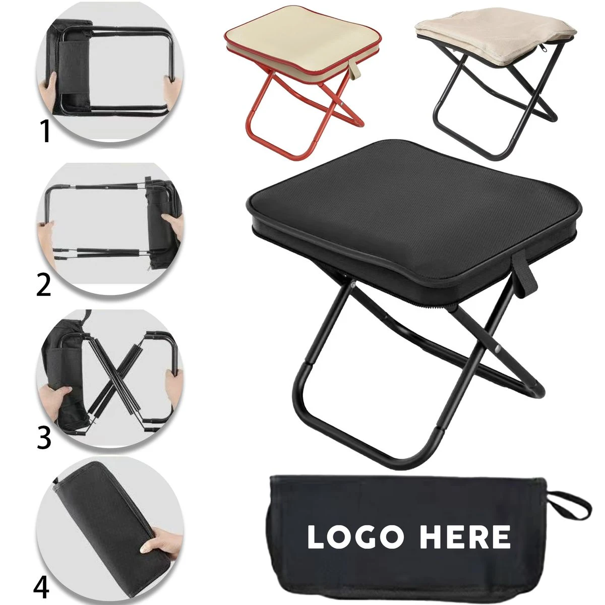 11 Inch Portable Outdoor Foldable Stool 9.4*9.4 Inch Base 1