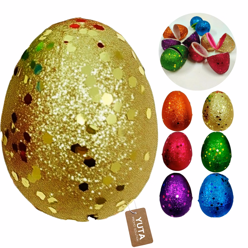 Glittered Fillable Plastic Easter Eggs