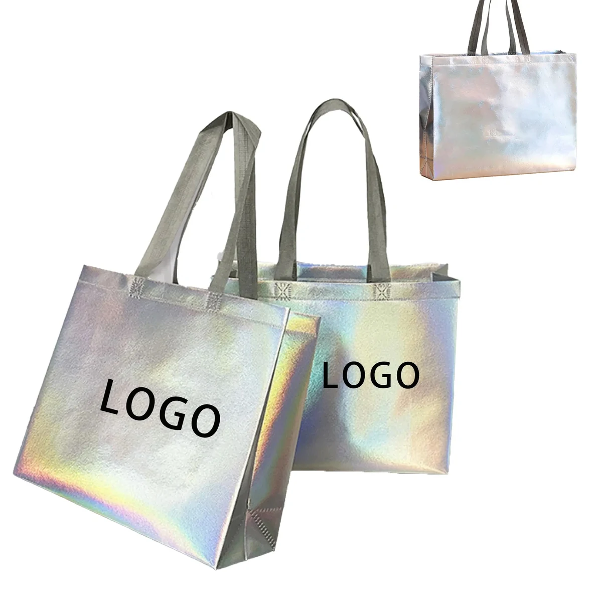 MOQ50 Custom Holographic Non-Woven Tote Bag 1