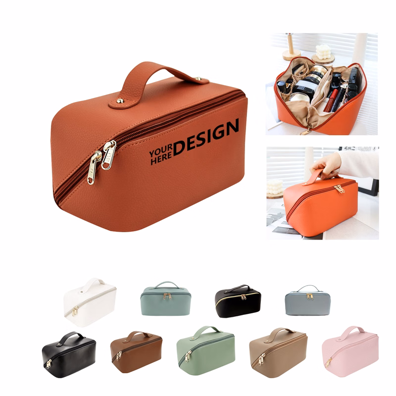 Women's Travel Makeup Bag - Compact Handheld Toiletry Organizer