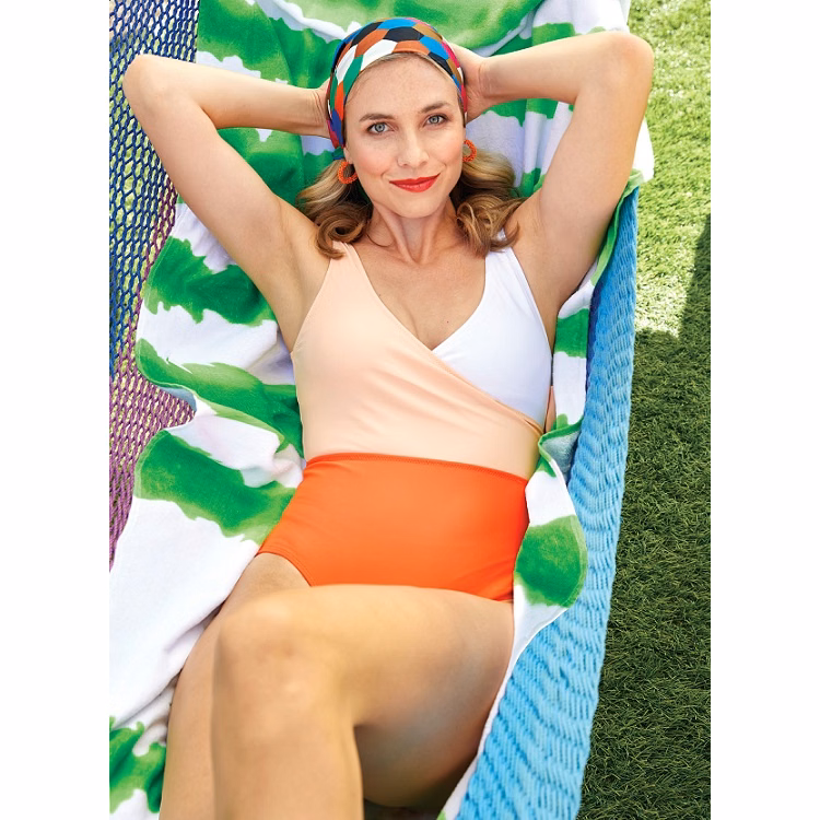 Good Vibes Cabana Stripe Beach Towel