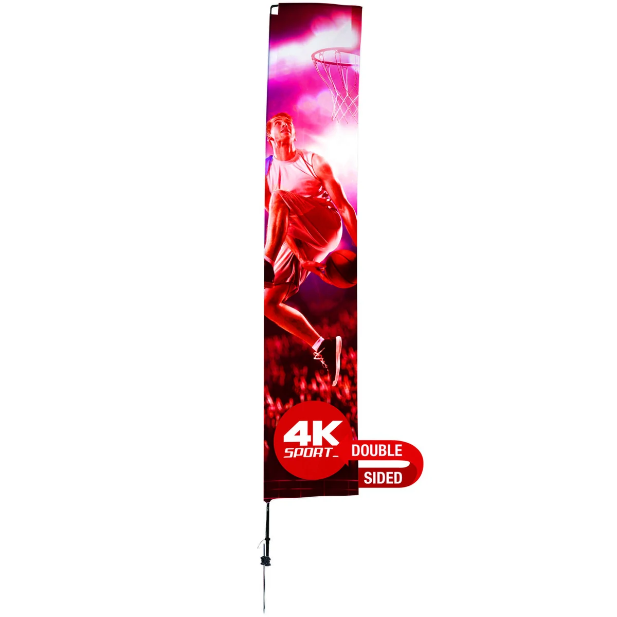 14.5' Streamline Rectangle Sail Sign Kit (Double-Sided with Ground Spike & Ground Anchor) 1