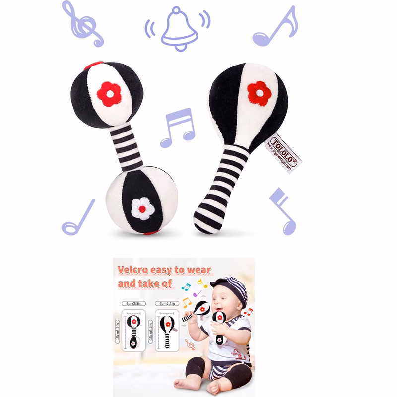 2 Pack Baby Dumbbell Toy Soft Rattle Sets