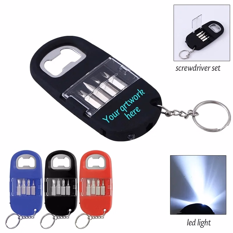 Screwdriver Set With Light And Opener Keychain
