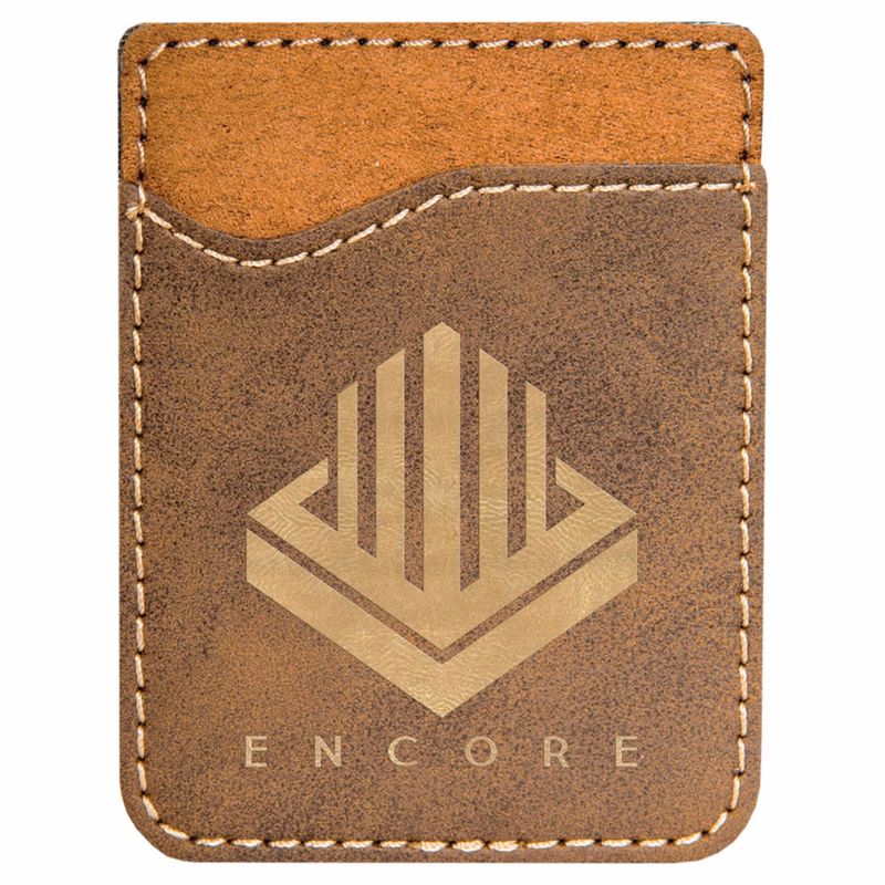 Rustic Faux Leather Phone Wallet Engraves Gold