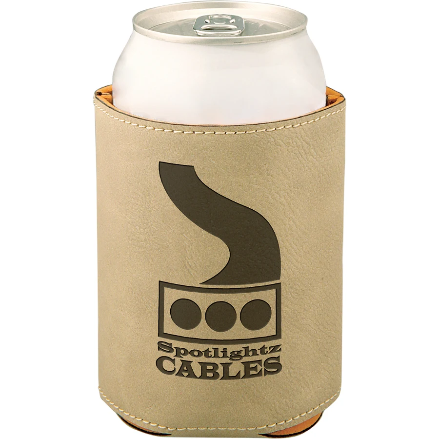 3 3/4" Light Brown Leatherette Beverage Holder 1