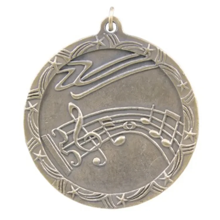 2 1/2" Antique Finish Shooting Star Medal-Music 1