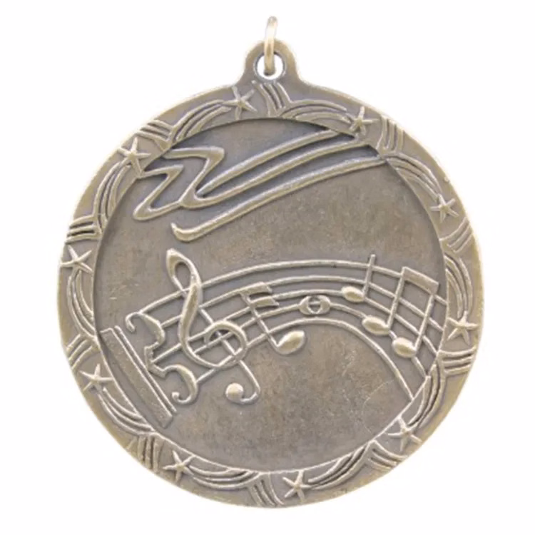 2 1/2" Antique Finish Shooting Star Medal-Music
