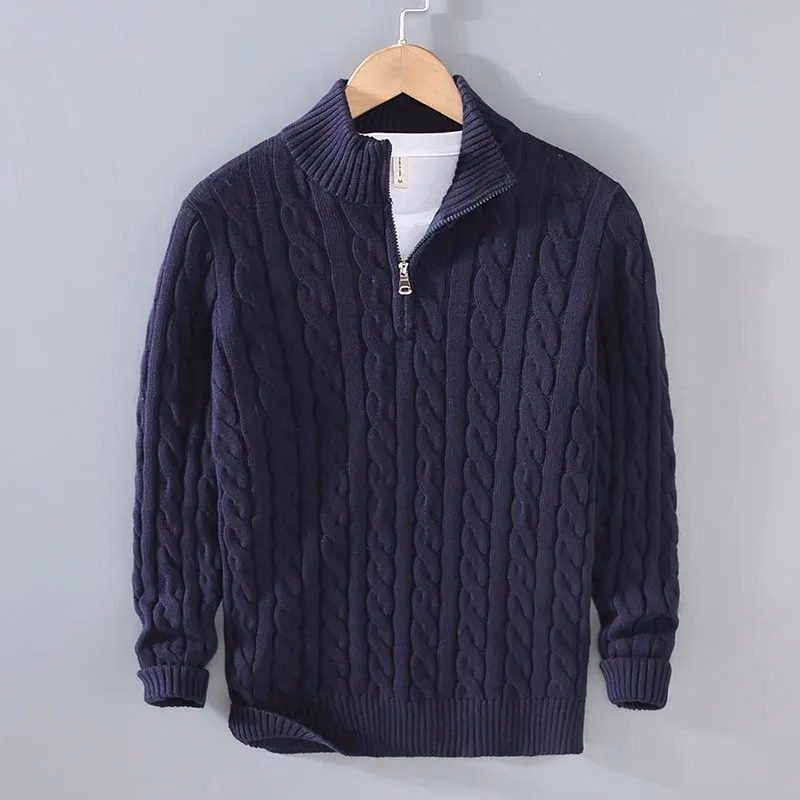 Oversize Cotton Knit Half-Zip Sweater