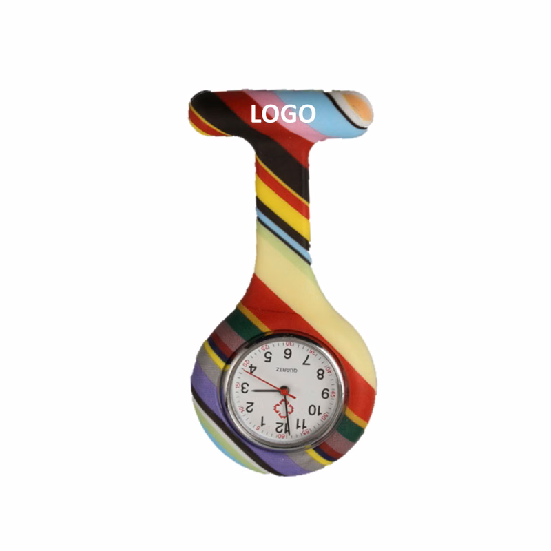 Multi-Color Stripes Silicone Brooch Nurse Watch