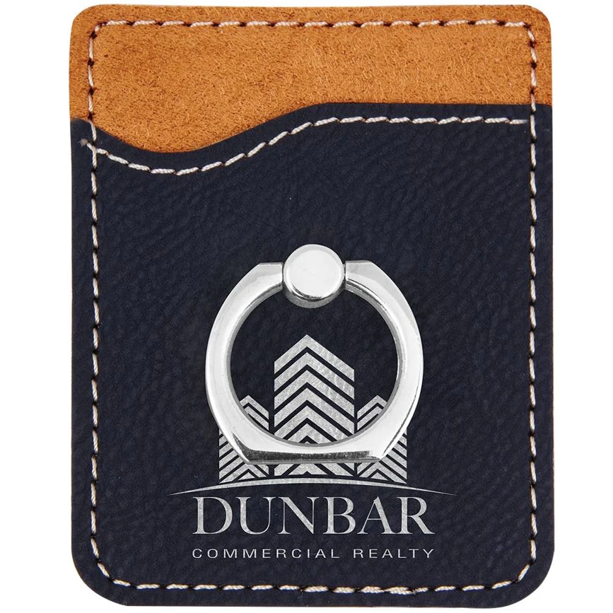 Laser Engraved Leatherette Phone Wallet w/Ring Stand (2.375"x3.125") 1