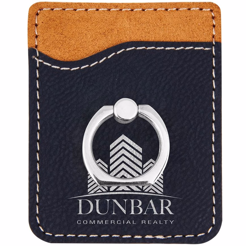 Laser Engraved Leatherette Phone Wallet w/Ring Stand (2.375"x3.125")