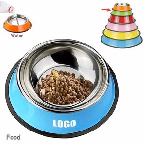 17cm Colorful Steel Pet Bowl Food Tray