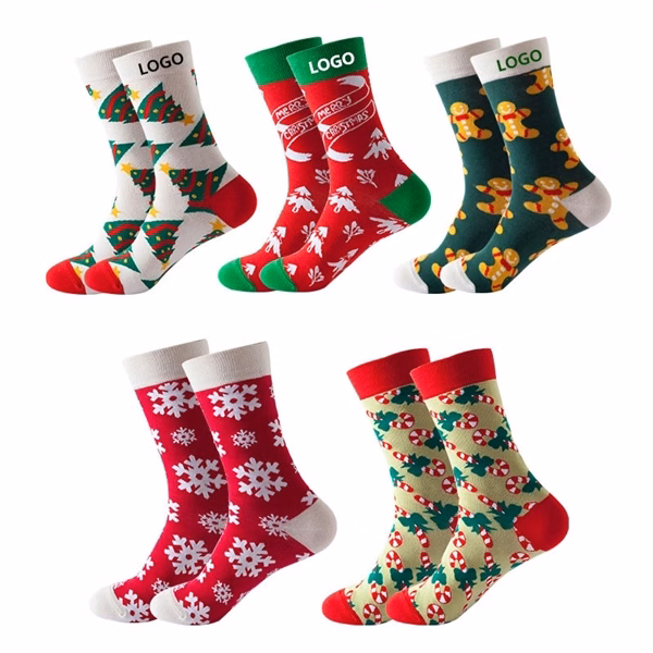Custom Christmas Knit Socks — Festive Holiday Full Color Promo Gift for Teams