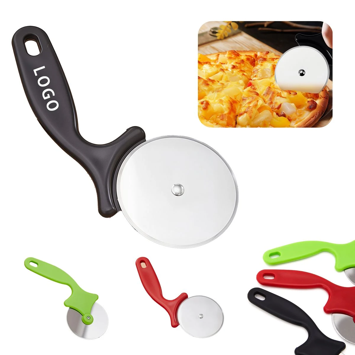 Portable Stainless Steel Pizza Cutter with Long Ergonomic Handle 1