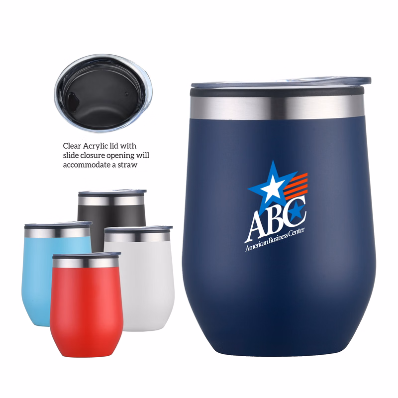 12 oz. Powder-Coated SS Outer with Polypropylene Inner Tumbler Wine Cup