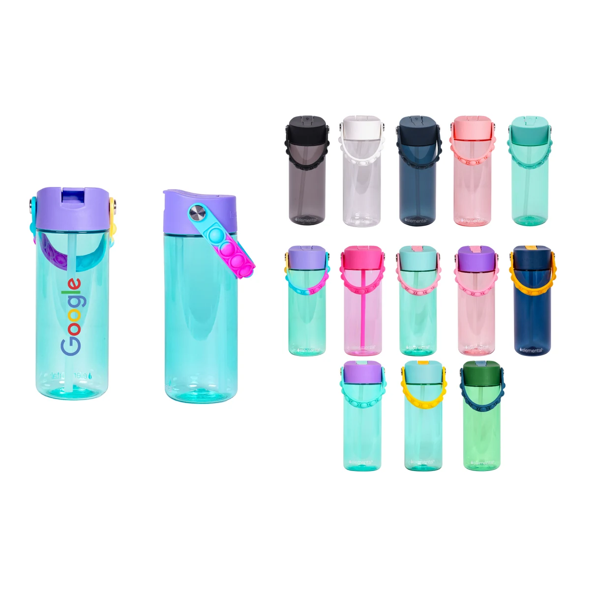 Elemental® Splash Pop Fidget 18oz Tritan Water Bottle - with Drinking Spout and Straw 1