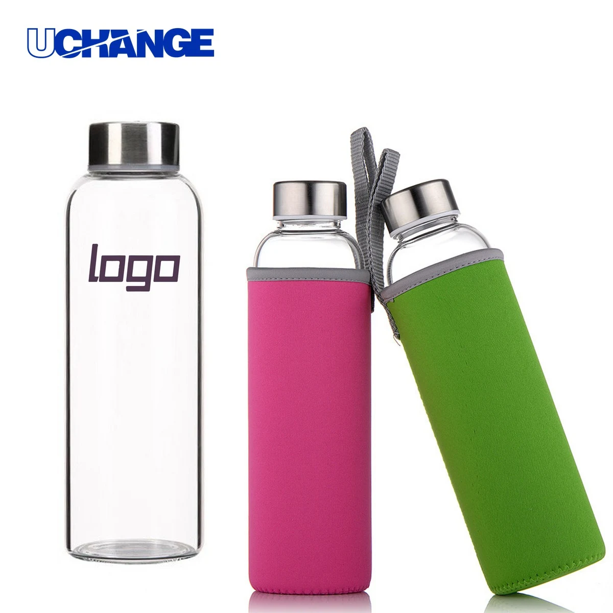 Transparent Glass Water and Juice Bottle Container (18oz) 1