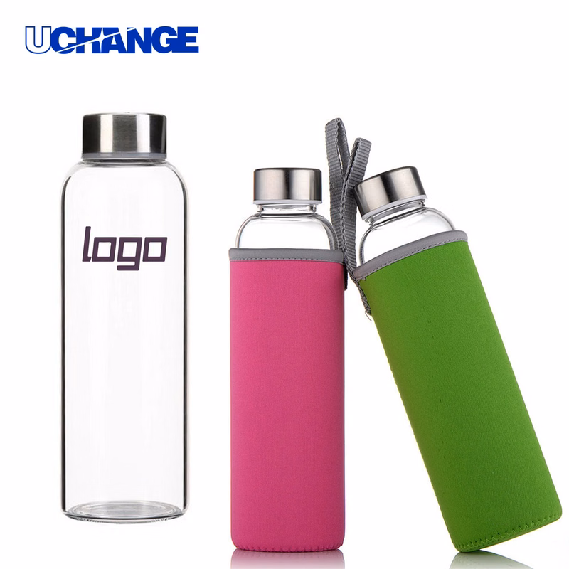 Transparent Glass Water and Juice Bottle Container (18oz)