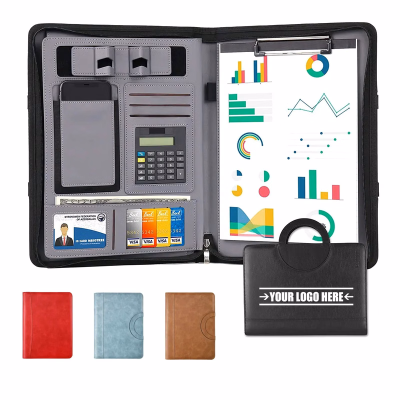 Zippered Portfolio Organizer with Calculator