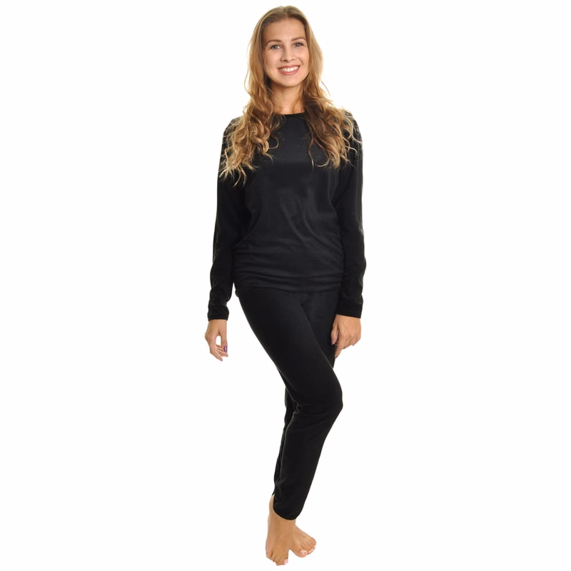 Women's Velvet Thermal Sets - Black