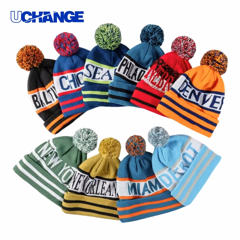 Jacquard Pom Beanie with Cuff