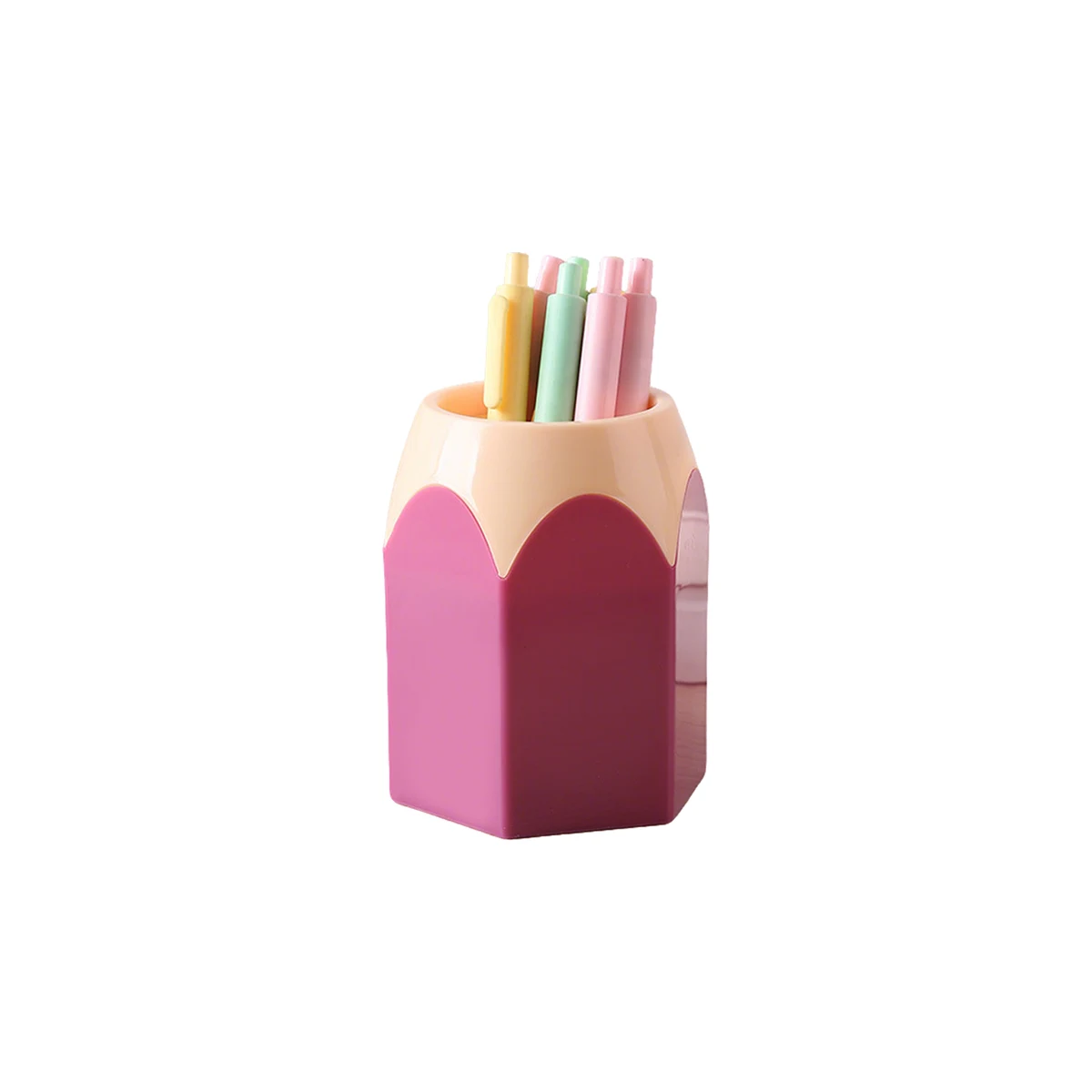 ABS Hexagonal Base Pencil Holder With Contrast Color 3.35" x 2.56" x 4.13" 1