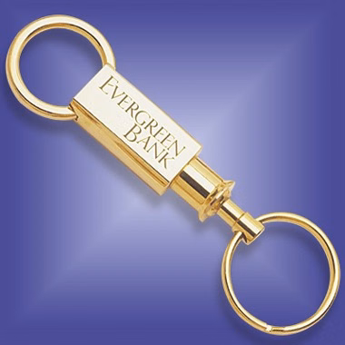 GOLD PLATED KEYRING W/ 2 RINGS & QUICK RELEASE