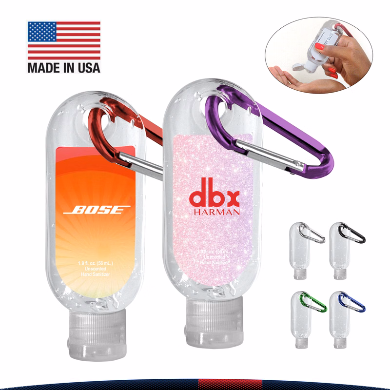 1.9 oz. Pabuk Clear Bottle Clear Sanitizer With Carabiner