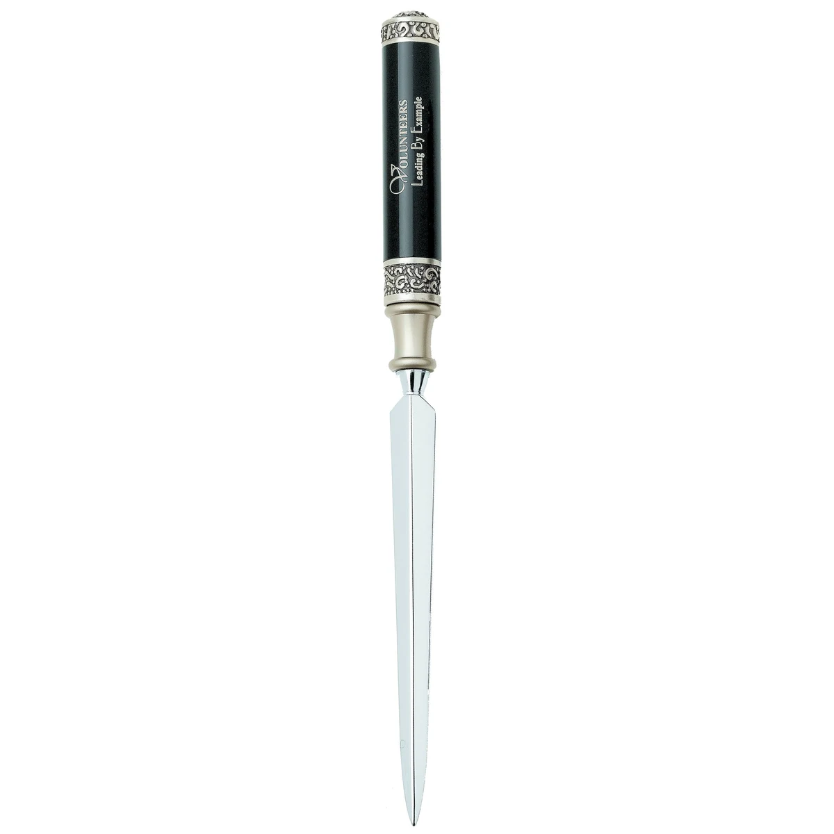 Intalica Letter Opener with Cast Metal Appointments and Black High Gloss Body 1