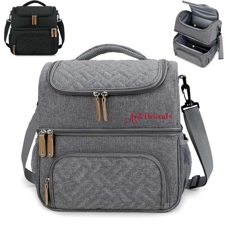 Dual Compartment Lunch Bag Tote with Shoulder Strap 1