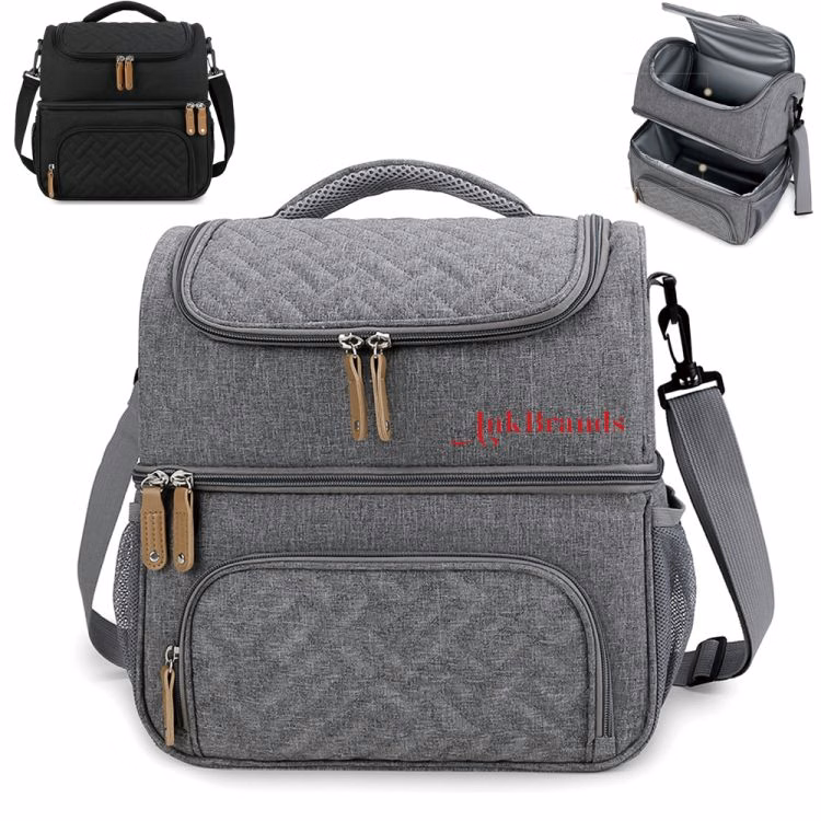 Dual Compartment Lunch Bag Tote with Shoulder Strap