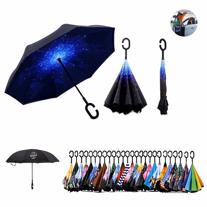 C-Shaped Hand-Free Reverse Umbrella MOQ 100 PCS