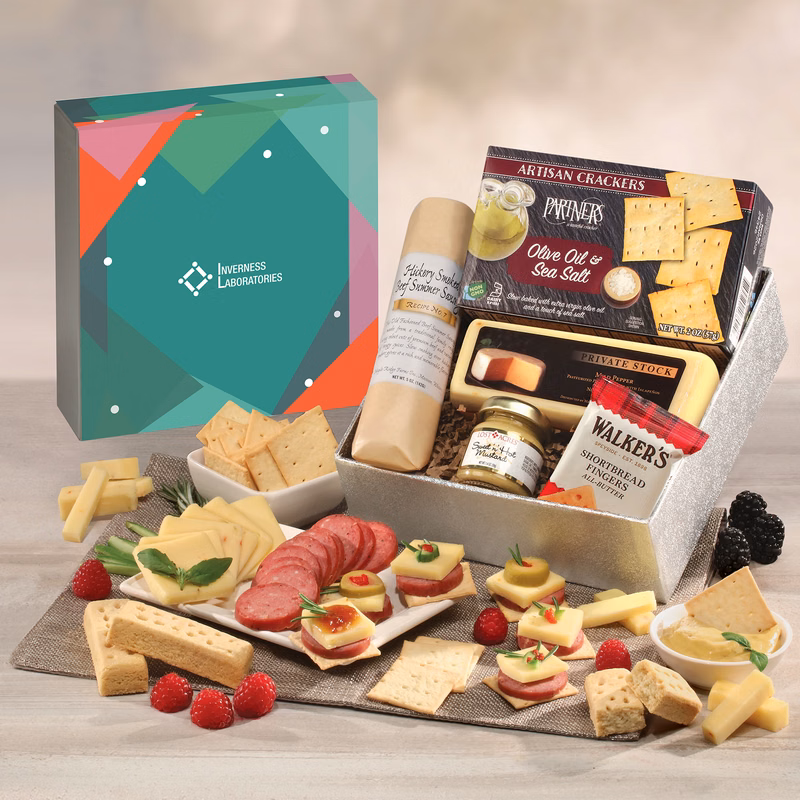 Shelf Stable Snack Lover's Gift Box with Green Geometric Sleeve
