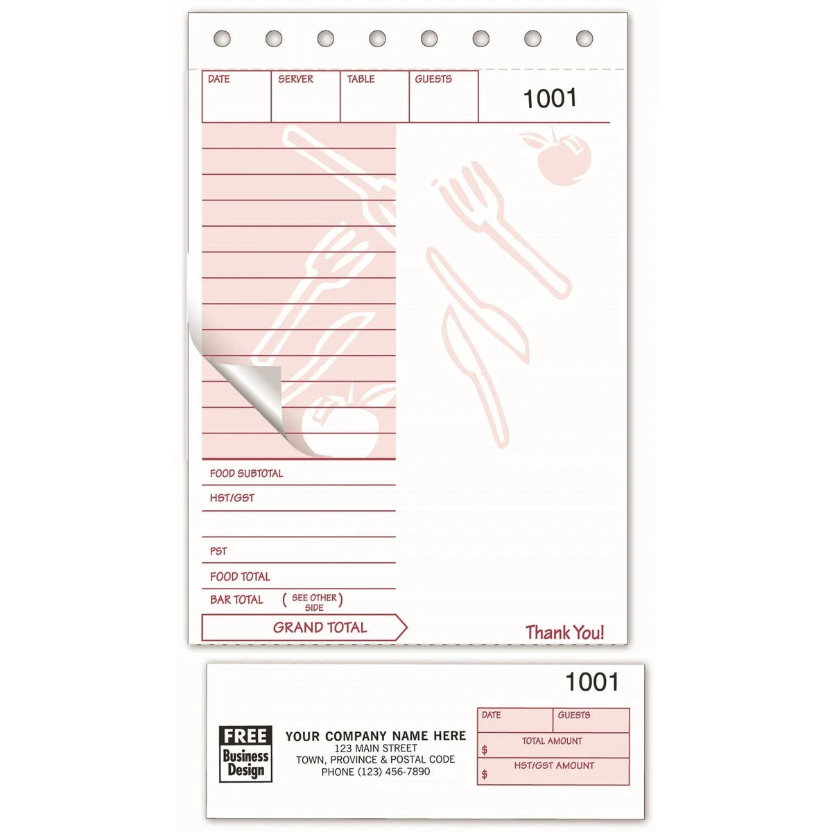 Restaurant Order Form & Guest Check - Tableware 1