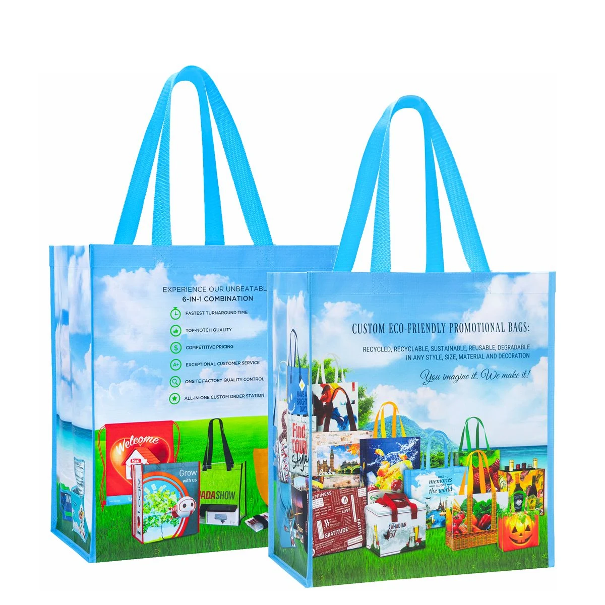 Custom Recycled Full-Color Printed Laminated RPET Promotional Bag 13"x15"x8" 1