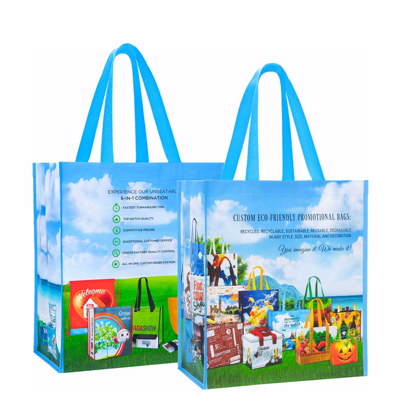 Custom Recycled Full-Color Printed Laminated RPET Promotional Bag 13"x15"x8"