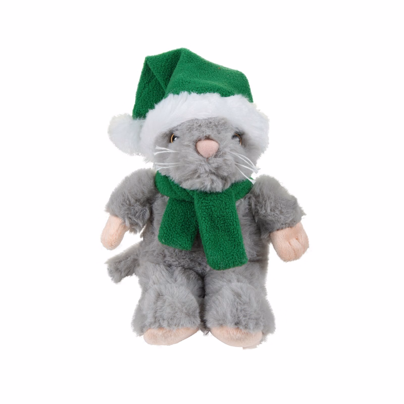 soft plush Mouse with Christmas scarf &hat