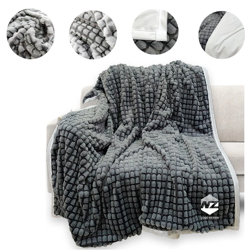 Soft Cozy 3D Decorative Jacquard Flannel Blankets 1