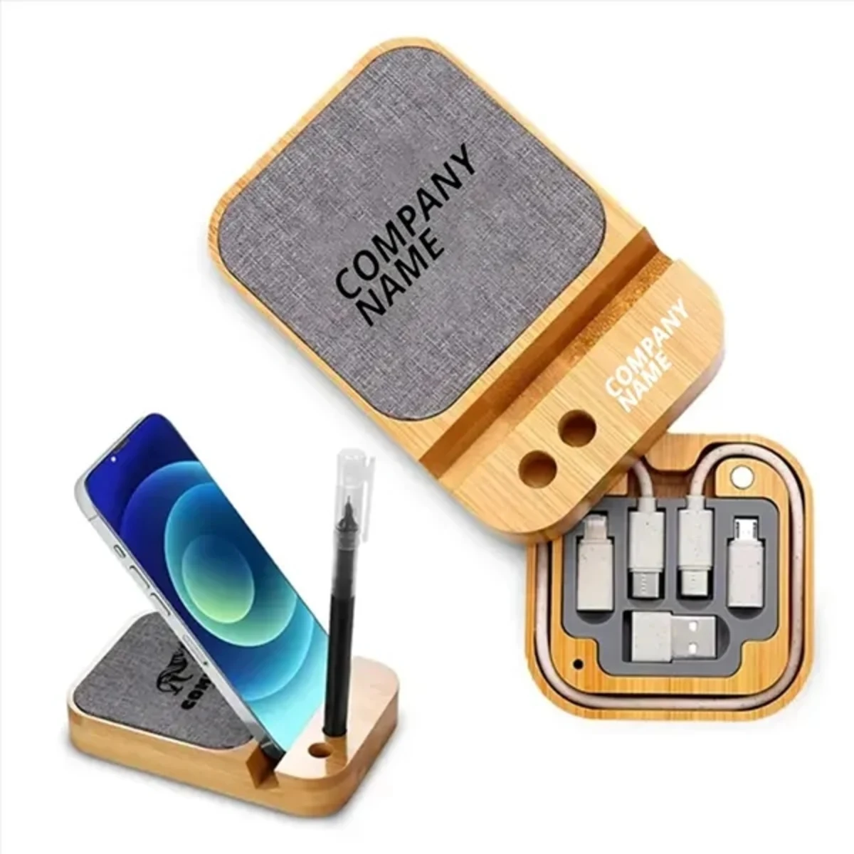 Bamboo Wireless Charger 6 in 1 Multi Cable Set 1