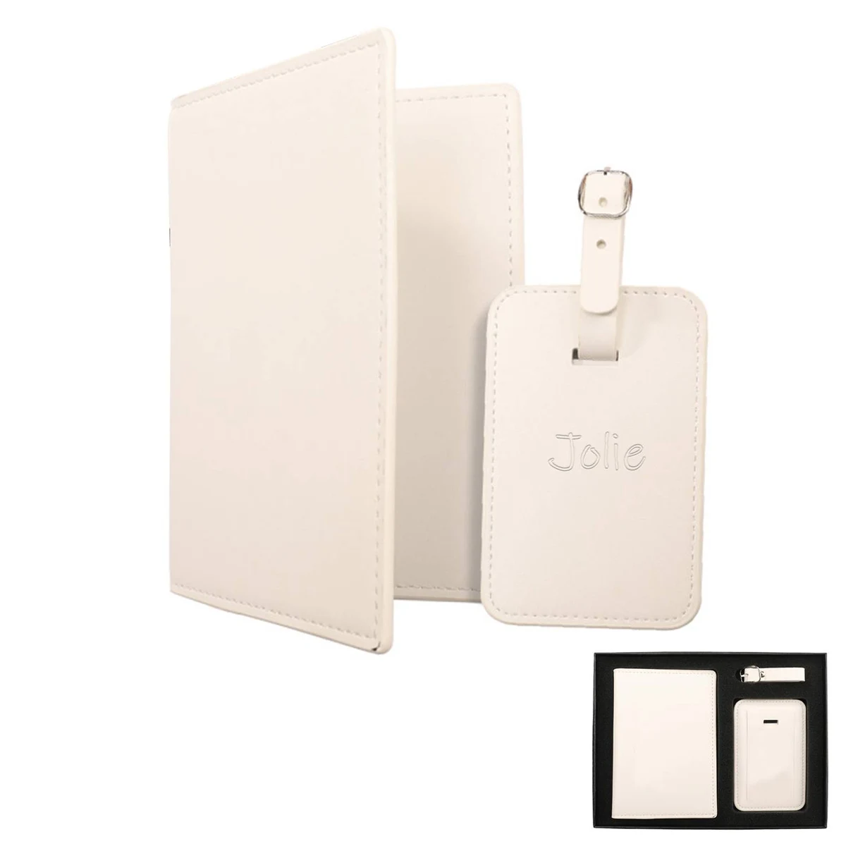 PU Leather Luggage tag and passport holder gift set 1