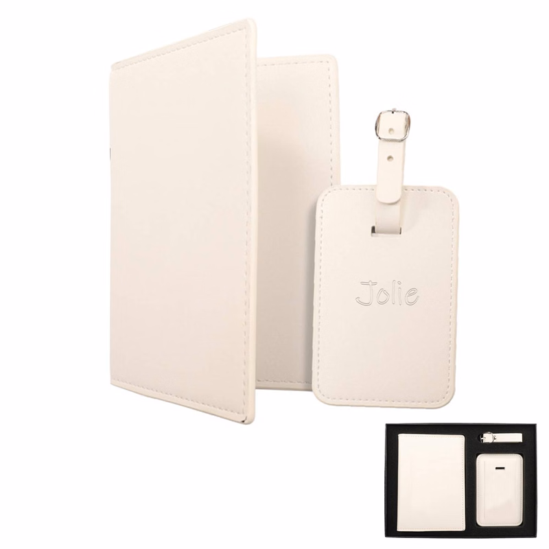 PU Leather Luggage tag and passport holder gift set