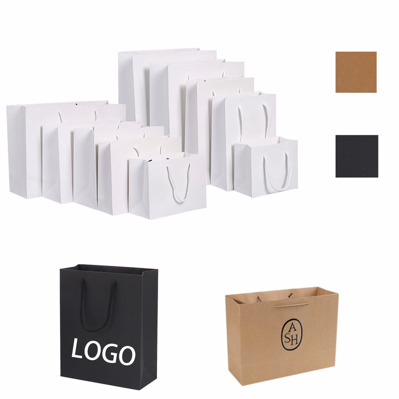 Folding Gift Paper Bag w/ Rope Handle