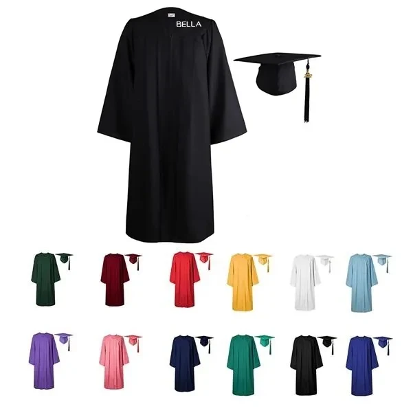 Matte Graduation Gown Cap Tassel Set 1