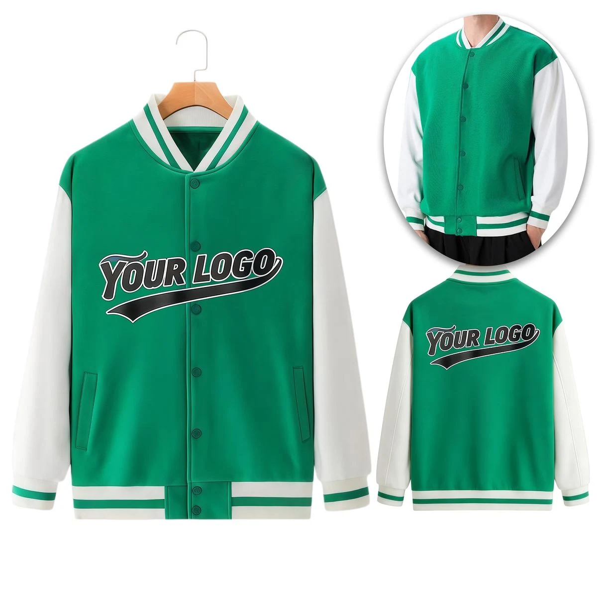 Women's Men's Baseball Jacket, custom jacket with logo imprint 1