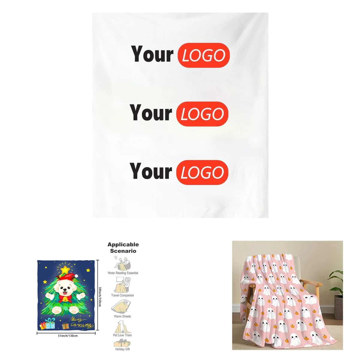 59" x 51" Customizable Flannel Blanket 1