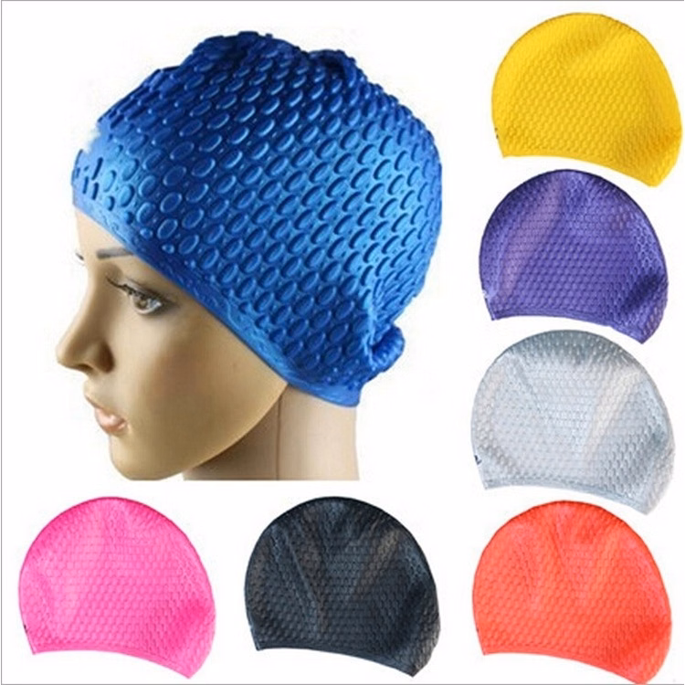Silicone Material Swimming Caps With Drip Deco--Multi Color Available 9"*7"