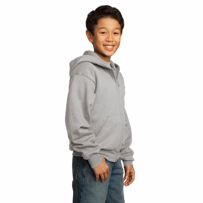 Port & Company - Youth Core Fleece Full-Zip Hooded Sweatshirt.