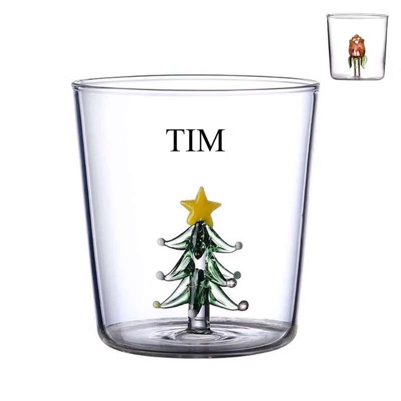 Cute Christmas Decorative Glass Cup